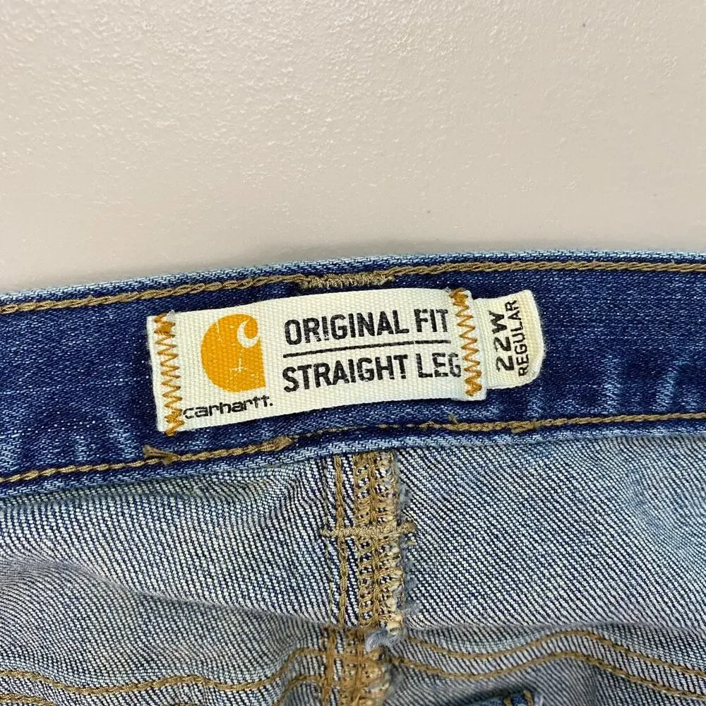 Carhartt Jeans Womens‎ 22W Original Fit Straight Leg Blue Stretch Blaine 46x31